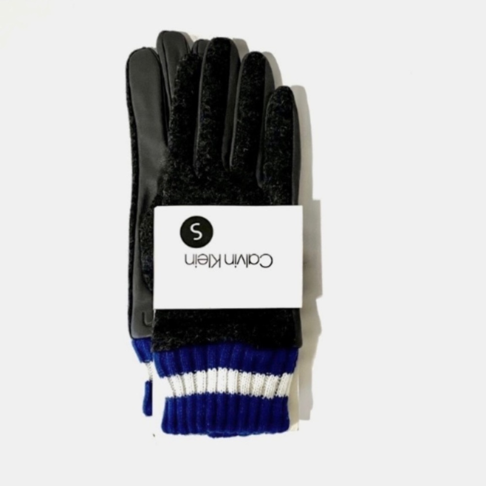 Calvin Klein Women Leather Knit Combo Touchscreen
Gloves Blue Gray NWT - Picture 2 of 7
